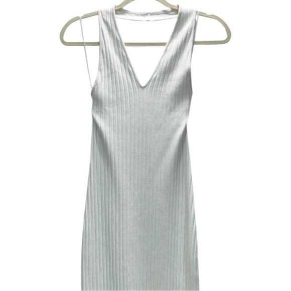 Vince Ivory Rib Knit Halter Sleeveless V Neck Midi Dress NWOT - Picture 5 of 14